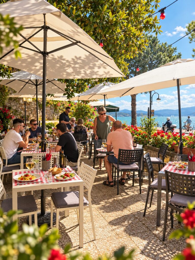 Giardino esterno dell’Osteria 13 sul lungolago